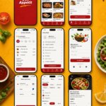 Exemple de design d'application culinaire moderne avec une interface utilisateur épurée