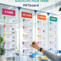 Un tableau Kanban coloré et organisé sur un bureau moderne, mettant en avant le kit complet.