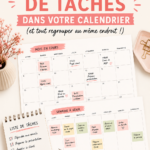 Femme utilisant son calendrier et sa liste de tâches pour s'organiser