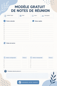 Capture d'écran d'un modèle de notes de réunion sur Google Docs