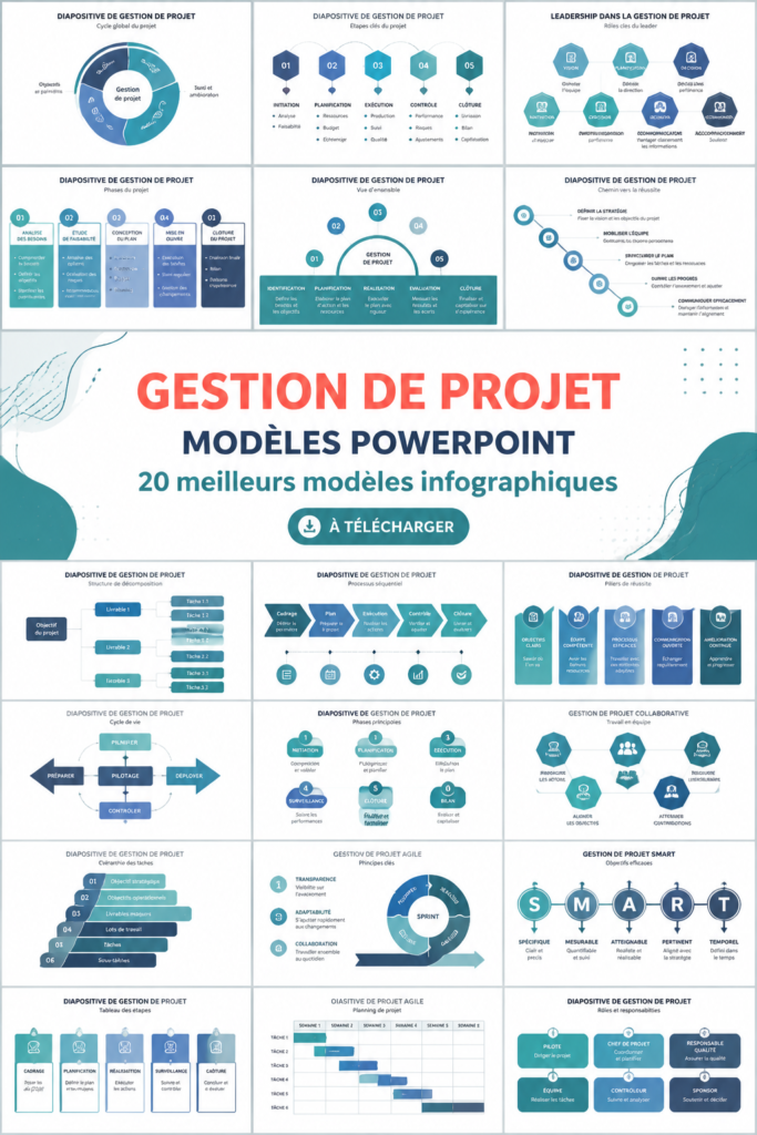 Modèles PowerPoint colorés pour la gestion de projet