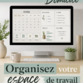 Bureau à domicile organisé et esthétique avec plantes et accessoires pratiques