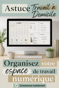 Bureau à domicile organisé et esthétique avec plantes et accessoires pratiques