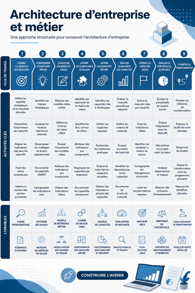 Image interactive illustrant l'architecture d'entreprise et ses conceptions.