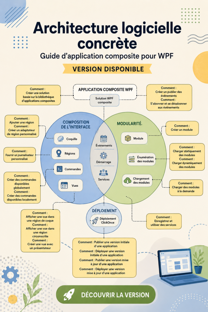 Illustration d'une architecture logicielle pour application WPF.