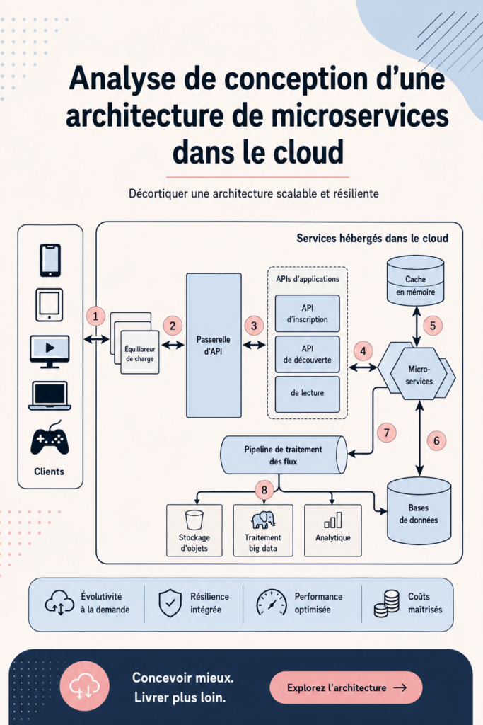 Analyse de l'architecture microservices de Netflix avec des diagrammes illustratifs.