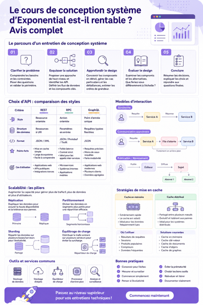 Image de la plateforme de cours Exponent, illustrant un module de design d'entretien.