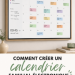Une image d'un calendrier électronique familial sur un ordinateur, illustrant l'organisation domestique.