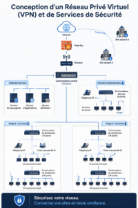 Femme utilisant son ordinateur avec un VPN pour sécuriser sa connexion en ligne.