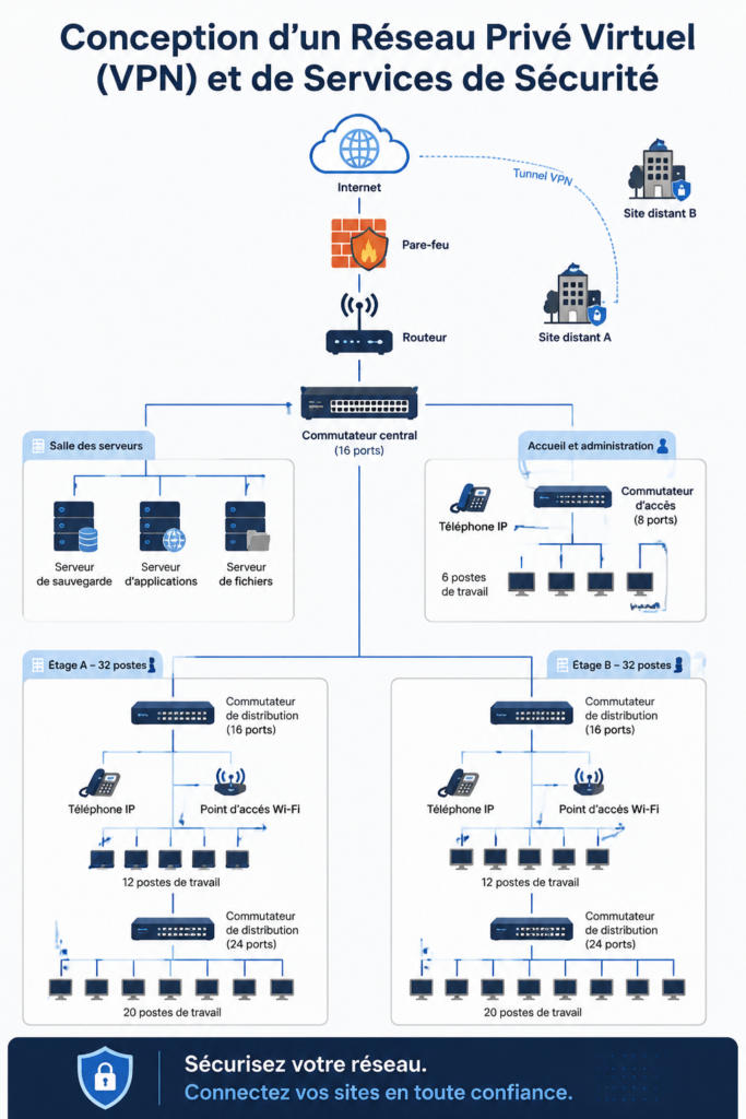 Femme utilisant son ordinateur avec un VPN pour sécuriser sa connexion en ligne.