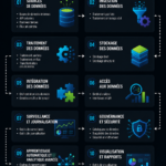 Une illustration sur le data engineering montrant des professionnels collaborant autour des données.