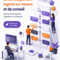 Illustration du développement logiciel sur mesure avec une équipe en réunion