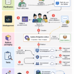 Une développeuse configurant la mise en production de son code sur un ordinateur.