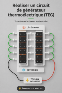 Photo d'un générateur thermoelectrique fait maison, avec des composants visibles.
