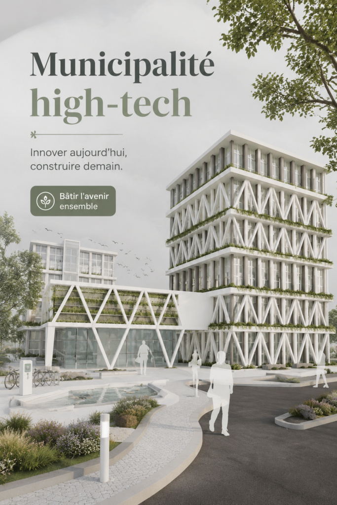 Image d'une municipalité intégrant des technologies modernes pour améliorer la vie des citoyens.