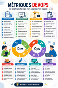Visuel illustrant les métriques DevOps pour une meilleure gestion de projet.
