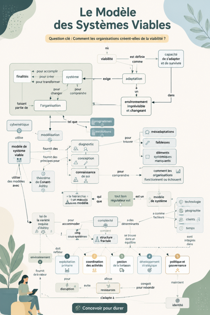 Une infographie sur le modèle viable, symbolisant la durabilité et l'efficacité
