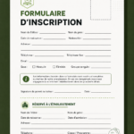 Exemple de modèle d'inscription scolaire à imprimer, avec un design épuré et fonctionnel.