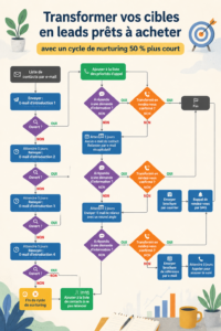Image illustrant un cycle de vente accéléré avec des leads transformés en clients rapidement.