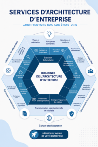 Illustration représentant des services d'architecture d'entreprise en informatique.