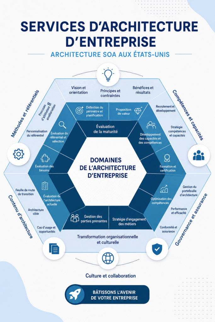 Illustration représentant des services d'architecture d'entreprise en informatique.