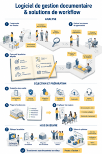 Capture d'écran d'un logiciel de gestion documentaire en action, montrant l'interface utilisateur.