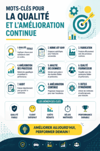Illustration représentant des outils de gestion de la qualité dans une entreprise moderne.