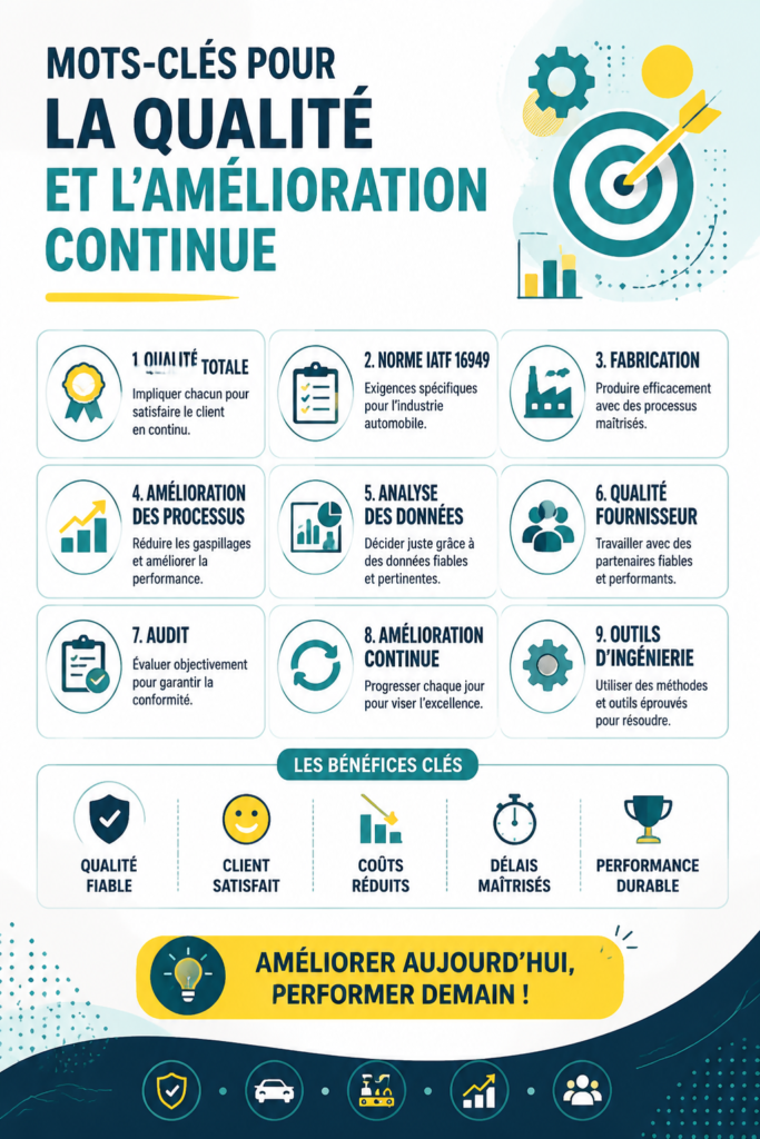 Illustration représentant des outils de gestion de la qualité dans une entreprise moderne.