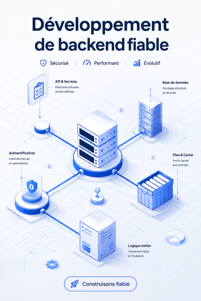 Image illustrant le développement d'un backend fiable avec des codes informatiques