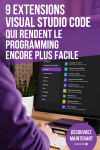 Visuel montrant l'interface de Visual Studio Code avec des extensions installées, représentant un environnement de travail pour la programmation.
