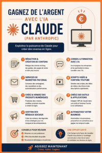 Femme utilisant Claude AI sur son ordinateur pour gagner de l'argent.