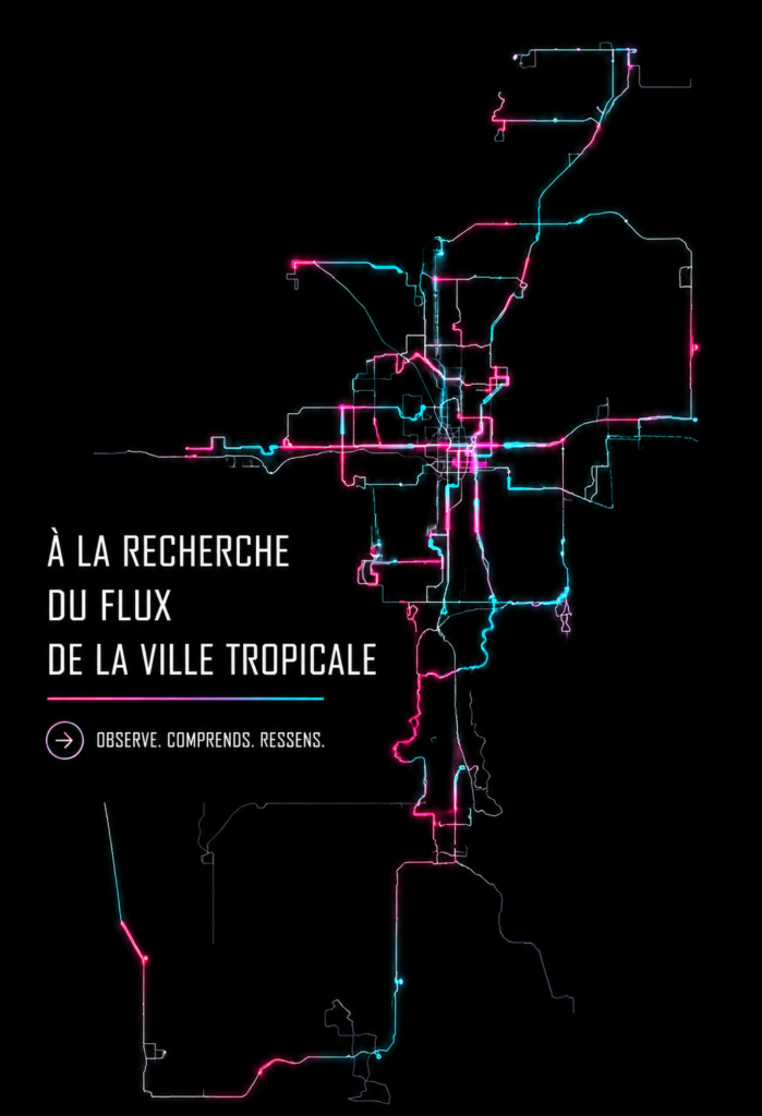 Une vue pittoresque d'une ville tropicale, avec des palmiers et des bâtiments colorés.