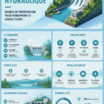 Modèle de présentation graphique sur l'énergie hydraulique avec des slides modernes.