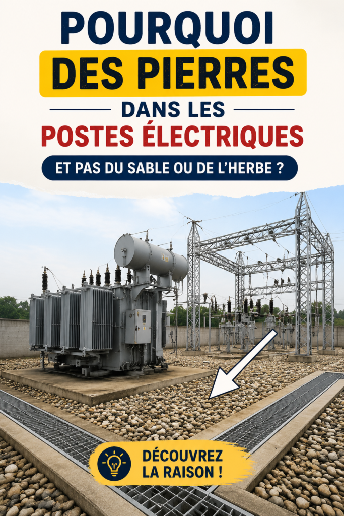 Poste de transformation utilisant des pierres pour la stabilité.
