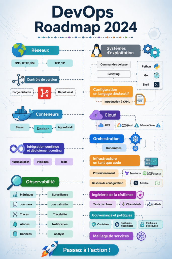 Illustration de la roadmap DevOps 2024 avec des pistes stratégiques