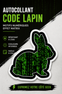 Sticker représentant l'univers de Matrix sur un fond noir.