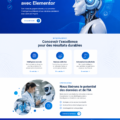 Template Elementor axé sur l'intelligence artificielle et la robotique, montrant un design moderne et professionnel.