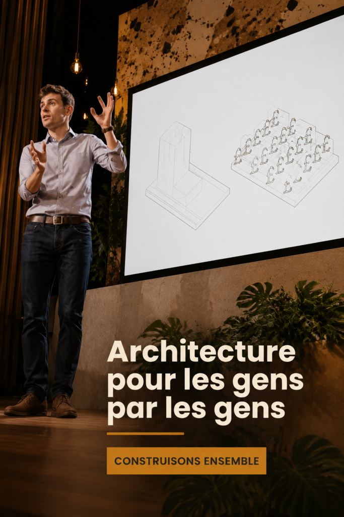 Un groupe de personnes collaborant sur un projet d'architecture participative.