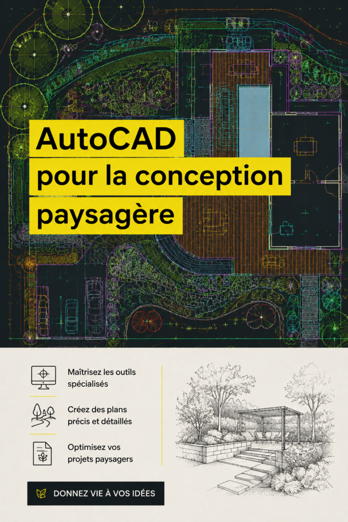 Illustration d'un projet d'aménagement paysager réalisé avec AutoCAD