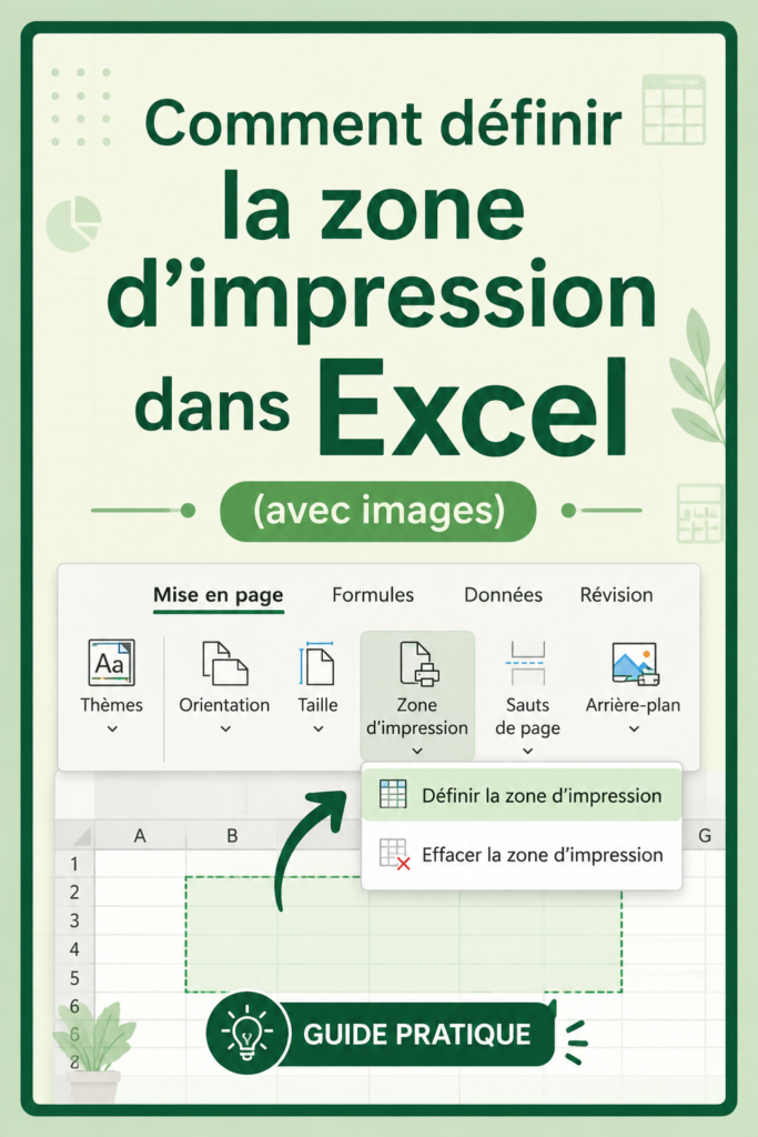 Capture d'écran montrant la définition de la zone d'impression dans Excel.