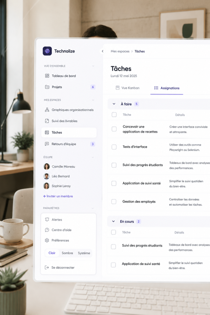 Un design d'interface utilisateur moderne et engageant pour un logiciel SaaS.