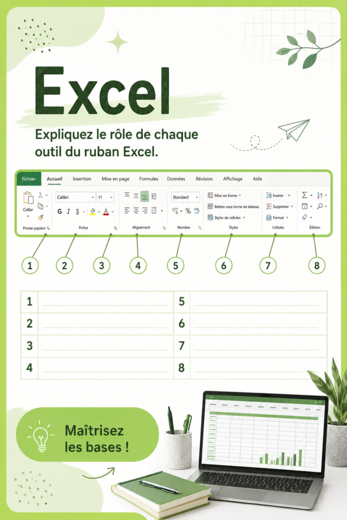 Capture d'écran de la barre d'outils d'Excel montrant ses différentes fonctionnalités.