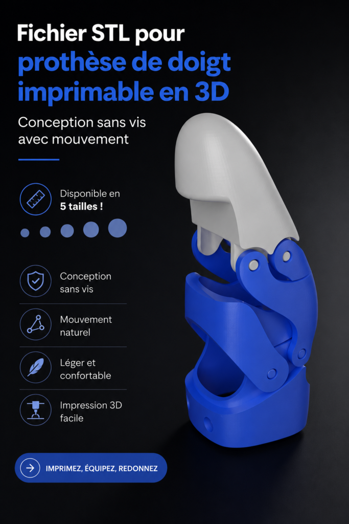 Image d'une prothèse digitale en 3D imprimée sans vis