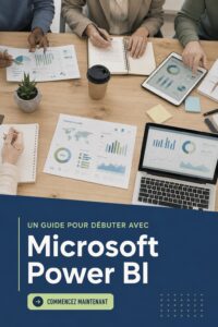 Une illustration du logiciel Microsoft Power BI affichant un tableau de bord coloré et interactif.