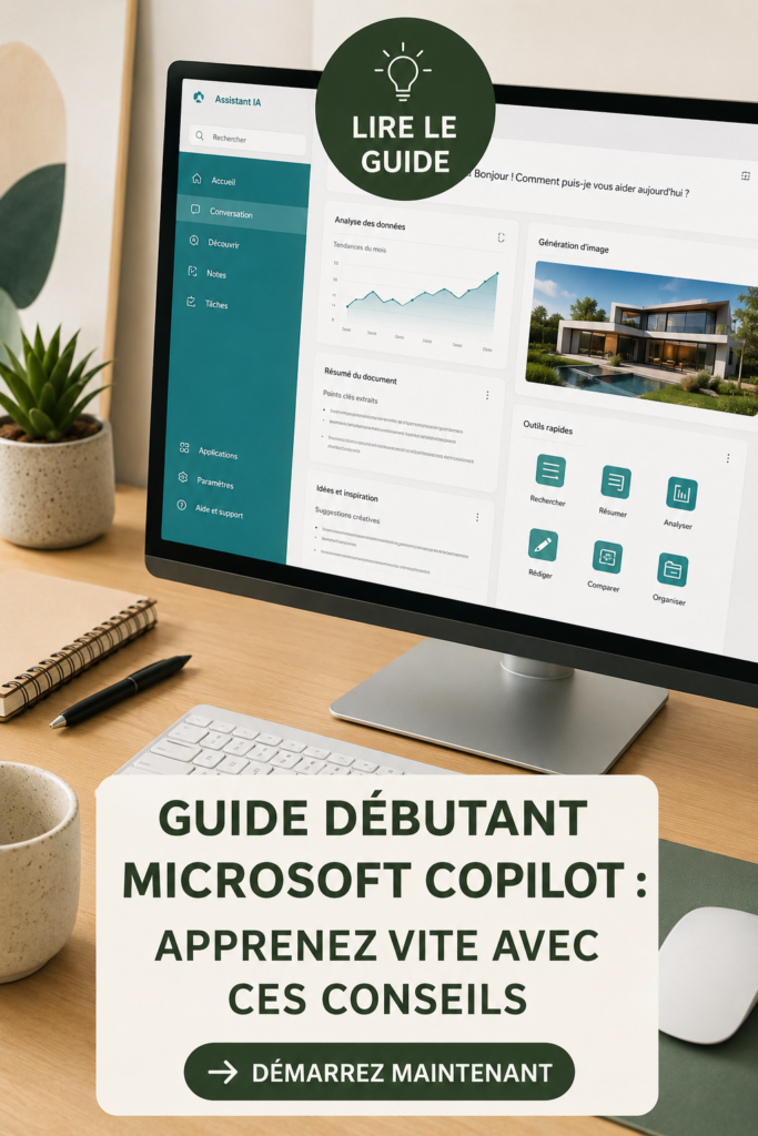 Capture d'écran de l'interface de Microsoft Copilot montrant ses principales fonctionnalités.