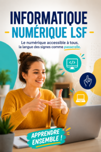 Femme utilisant un ordinateur avec un sourire, symbolisant la maîtrise de l'informatique.