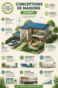 Une maison moderne avec des éléments de design connecté et fonctionnels.