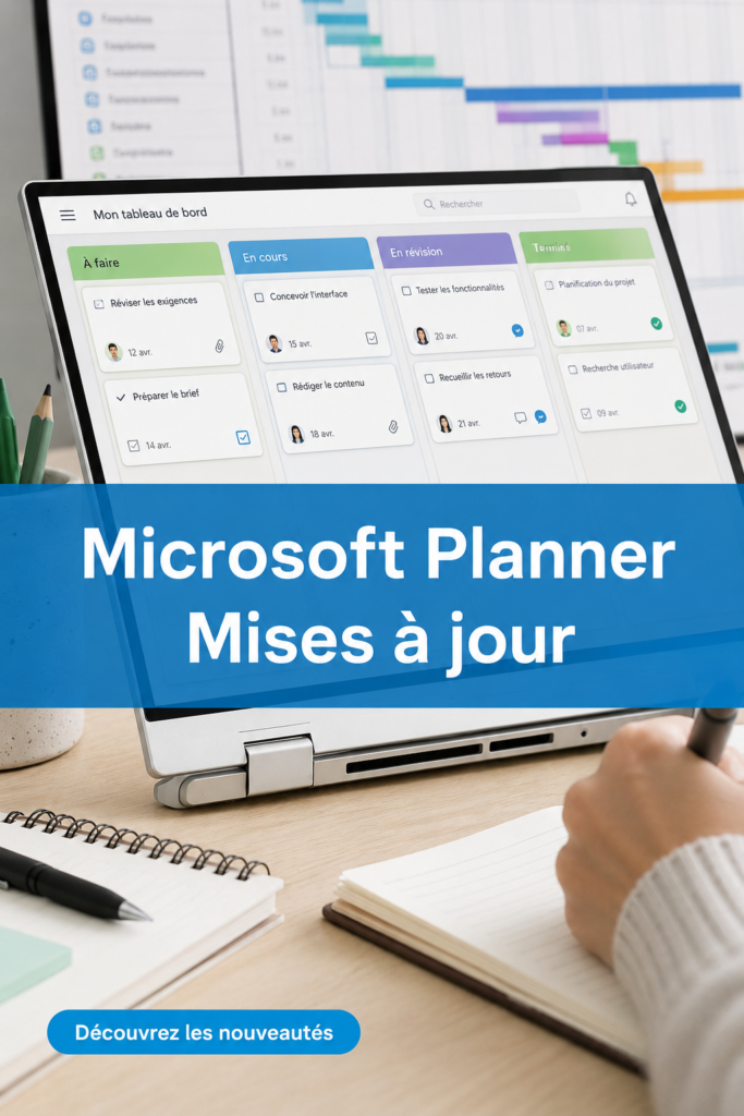 Capture d'écran de Microsoft Planner montrant la nouvelle interface et les fonctionnalités disponibles.