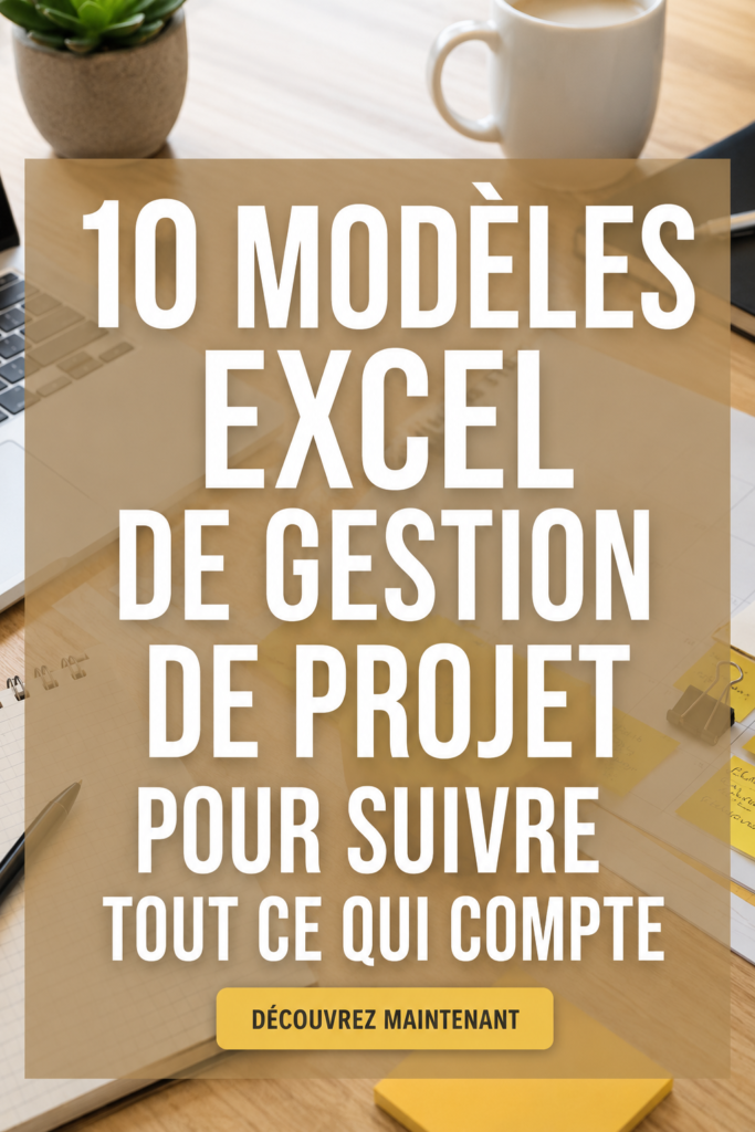 Un écran d'ordinateur affichant un modèle Excel pour la gestion de projet avec des graphiques et des colonnes de suivi.