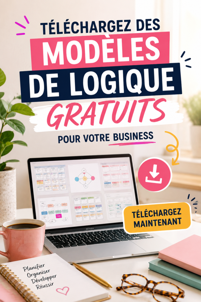 Femme utilisant un ordinateur pour télécharger des modèles de logique gratuits pour son business.